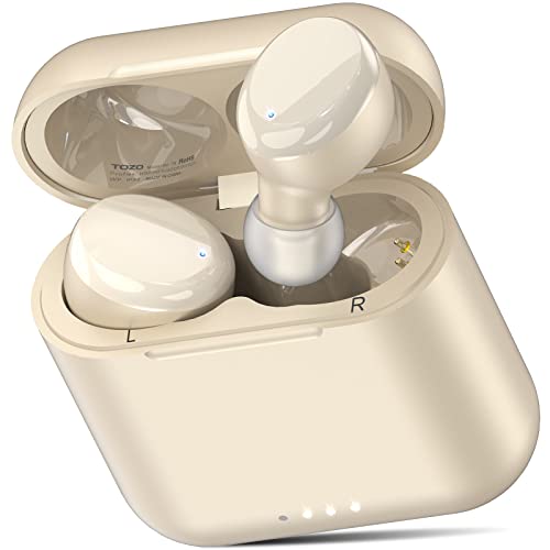 TOZO T6 Bluetooth Kopfhörer Kabellos In Ear Kopfhörer Touch Control mit Kabellosem Ladecase, IPX8 Wasserdicht Ohrhörer Bluetooth, Integriertem Mikrofon, Premium-Tiefbass Ohrhörer für Sport, Champagner von TOZO