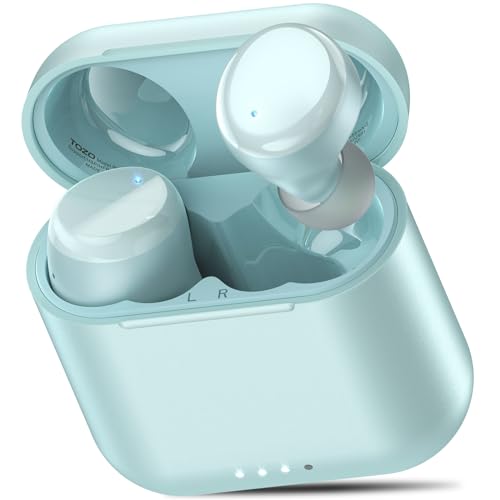 TOZO T6 Mini Bluetooth Kopfhörer Kabellos 5,3, Ergonomisches In-Ear Headset, 50 Stdn. Spielzeit mit drahrlosem Ladekoffer, APP EQ Anpassbar, IPX8 Wasserdicht, Neu Aktualisierte Version, Blau von TOZO