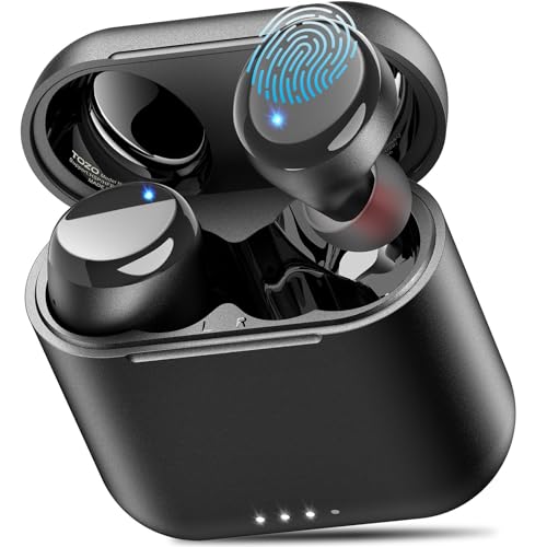 TOZO T6 Mini Bluetooth Kopfhörer Kabellos 5,3, Ergonomisches In-Ear Headset, 50 Stdn. Spielzeit mit drahrlosem Ladekoffer, APP EQ Anpassbar, IPX8 Wasserdicht, Neu Aktualisierte Version, Schwarz von TOZO