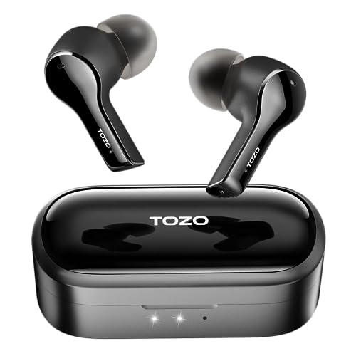 TOZO T9 Bluetooth Kopfhörer, In Ear Kopfhörer Kabellos Bluetooth 5.3, Rauschunterdrückung Anrufen Kopfhörer Kabellos 4 Mikrofon, Typ-C und Schnelles Laden, Integriertes Mikrofon, Ohrhörer Schwarz von TOZO