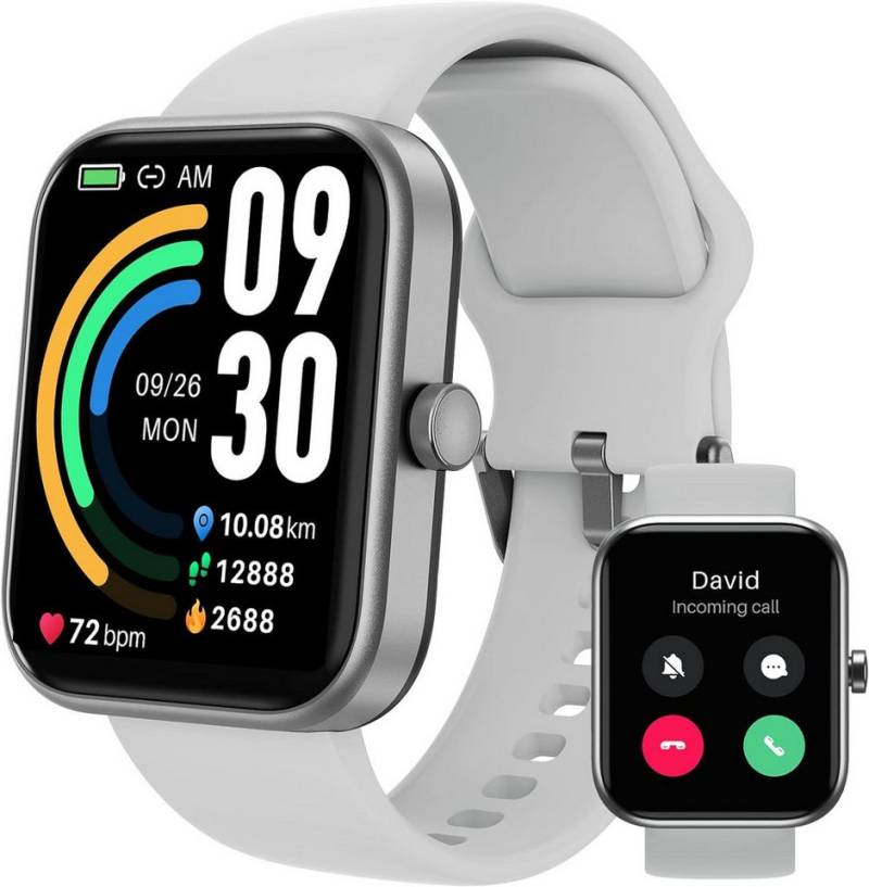 TOZO mit Telefonfunktion Pulsmesser Schlaftracker Schrittzähler Sportuhr Smartwatch (1,83 Zoll, Android, iOS), smartwatch frauen Herren smatchwatchuhren Fitness tracker damen Herren von TOZO
