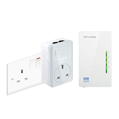 TP-LINK, WLAN-Powerline-Extender-Set, TL-WPA4226KIT V1.2, Reichweitenverlängerer / Breitband- / WLAN-Extender / WLAN-Verstärker / Hotspot, 600 Mb/s, 2 Ports, keine Konfiguration erforderlich, WLAN-Klonierung, britischer Stecker, 2 Stück von TP-Link