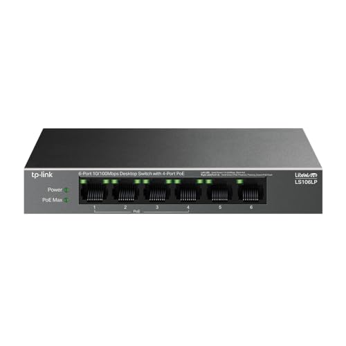 TP-LINK 6-Port 10/100Mbps Desktop Switch mit 4-Port PoE - LS106LP TP-LINK 6-Port 10/100Mbps Desktop Switch mit 4-Port PoE - LS106LP von TP-Link