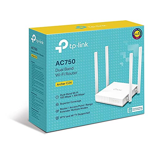 TP-LINK Archer C24 Wireless Router Fast Ethernet Dual-Band (2,4 GHz / 5 GHz) Weiß von TP-Link