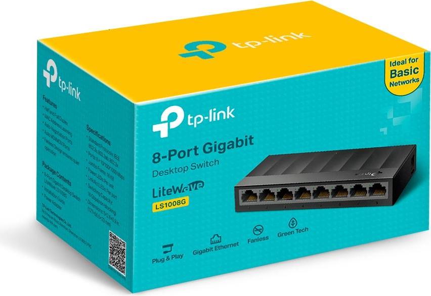 TP-LINK LS1008G Netzwerk-Switch Unmanaged Gigabit Ethernet (10/100/1000) Schwarz (LS1008G) von TP-Link