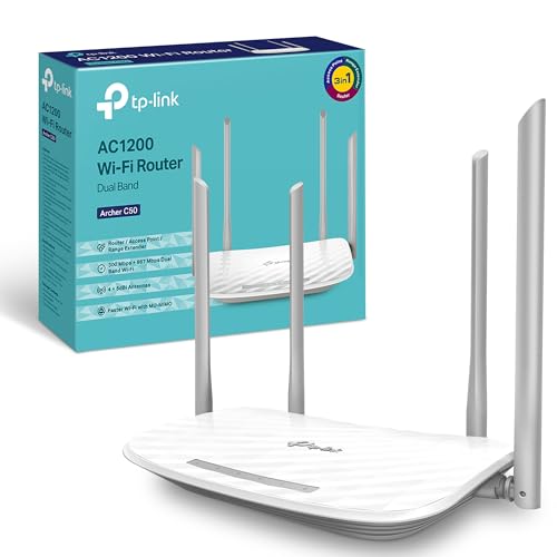 TP-Link AC1200 Wireless Dual Band Wi-Fi Router, Wi-Fi Speed Up to 867 Mbps/5 GHz + 300 Mbps/2.4 GHz, 4+1 Fast Ports, Single-Core CPU, Parental Control, Easy setup (Archer C50) von TP-Link