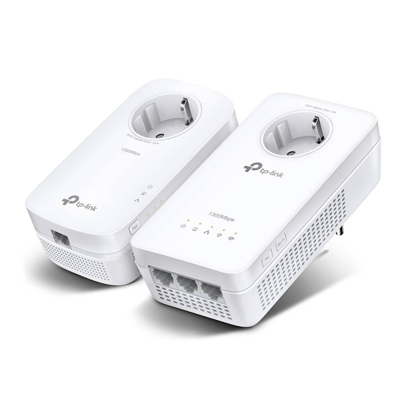 TP-Link AV1000 Gigabit Powerline WLAN AC1200 Set mit Steckdosen 2x Adapter, bis zu 1300 Mbit/s, WLAN AC 867 (5 GHz) + 300 Mbit/s (2,4 GHz), 3x Gigabit von TP-Link