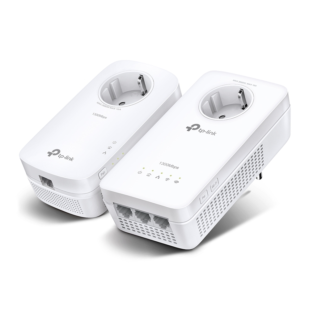 TP-Link AV1300 Gigabit Powerline WLAN AC1200 Set mit Steckdosen 2 x Adapter, bis zu 1.300 Mbit/s, bis zu 300 Mbit/s (2,4 GHz) und 867 Mbit/s (5 GHz), von TP-Link