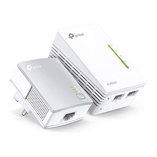 TP-Link AV600 Powerline Adapter Wi-Fi Kit, Wi-Fi Booster/Hotspot/ Extender, Wi-Fi Speed up to 300Mbps, 2+1 Ethernet Ports, No Configuration Required, Wi-Fi Auto-Sync, UK Plug (TL-WPA4220 KIT) von TP-Link
