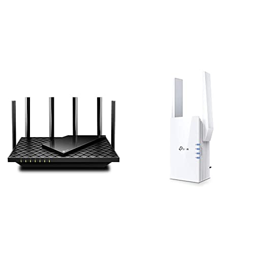 TP-Link Archer AX73 Wi-Fi 6 Gigabit WLAN Router (4804 Mbit/s 5 GHz, 574 Mbit/s 2,4 GHz) schwarz & RE605X Dualband Gigabit WLAN Repeater (1200Mbit s auf 5Ghz und 574Mbit s auf 2.4GHz) weiß WiFi 6 von TP-Link