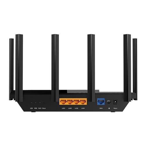 TP-Link Archer AXE75 Wi-Fi 6E WLAN Router (5400 Mbit/s Tri-Band, 4 × Gigabit LAN-Ports, 1 × USB 3.0 Port, WPA3, HomeCare,kompatibel mit Alexa, Tether APP), schwarz von TP-Link