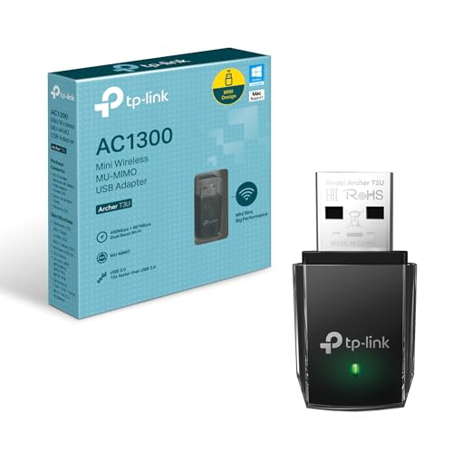 TP-Link Archer T3U AC1300 USB WLAN Stick Adapter (bis zu 867 Mbit/s auf 5GHz und 400 Mbit/s auf 2,4GHz, USB 3.0, MU MIMO, Kompatibel mit Windows 11/10/8.1/8/7/XP, Mac OS 10.15 und früher von TP-Link