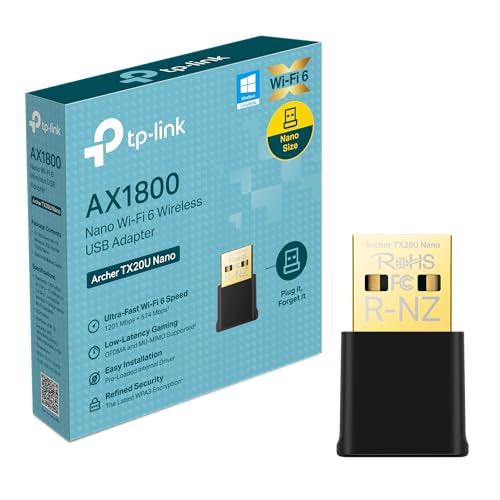 TP-Link Archer TX20U Nano WLAN Stick Für PC, WiFi 6 AX1800 Dual Band WLAN Adapter, Nano Größe, WPA3, MU-MIMO, nur Kompatibel mit Windows 11/10 TP-Link Archer TX20U Nano WLAN Stick Für PC, WiFi 6 AX1800 Dual Band WLAN Adapter, Nano Größe, WPA3, MU-MIMO, nur Kompatibel mit Windows 11/10 von TP-Link