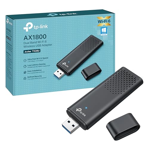 TP-Link Archer TX20U WLAN Stick Für PC, 𝐖𝐢𝐅𝐢 𝟔 AX1800 Dual Band, nur Kompatibel mit Windows 11/10, USB 3.0, MU-MIMO, OFDMA, WPA3-Verschlüsselung von TP-Link