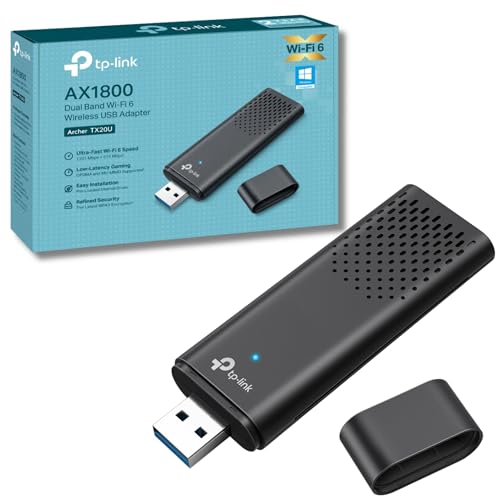 TP-Link Archer TX20U WiFi Dongle, AX1800 Wireless Wi-Fi 6 USB WiFi Adapter für PC/Laptop, Dual Band USB 3.0 SuperSpeed Wi-Fi Dongle, MU-MIMO, Niedrigere Latenz, Hochsicheres WPA3, Unterstützt Windows von TP-Link