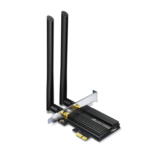 TP-Link Archer TX50E AX3000 WiFi 6 PCIe-Adapter mit Bluetooth 5.0 (Zwei Multi-Richtantennen, Intel Wi-Fi 6 Chipsatz,Kühlkörper, WPA3-Verschlüsselungsstandard, Platzsparender Einsatz) Schwarz von TP-Link