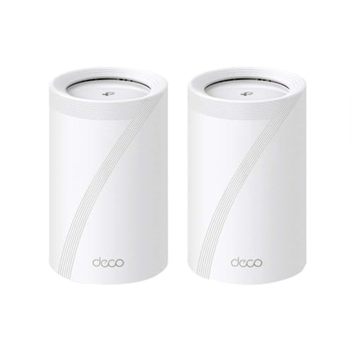 TP-Link Deco BE65 𝐖𝐢-𝐅𝐢 𝟕 Mesh WLAN Set (2er-Pack), BE9300 Tri-Band Router und Repeater (6 GHz, 2.5 Gbit/s Ethernet Port, 9 Gbps WLAN Geschwindigkeit, WPA3, 320 MHz Kanäle) von TP-Link