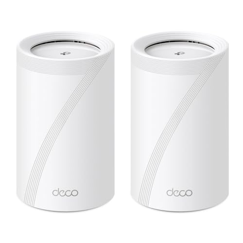 TP-Link Deco BE65 𝐖𝐢-𝐅𝐢 𝟕 Mesh WLAN Set (2er-Pack), BE9300 Tri-Band Router und Repeater (6 GHz, 2.5 Gbit/s Ethernet Port, 9 Gbps WLAN Geschwindigkeit, WPA3, 320 MHz Kanäle) von TP-Link