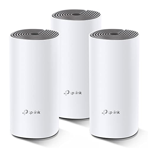 TP-Link Deco E4 Mesh WLAN Set (3er Pack), AC1200 Dual Band Router & Repeater (Reichweite bis zu 370m², ideal für große Häuser mit mehreren Geräten, 6x 100Mbit/s Ports) weiß von TP-Link