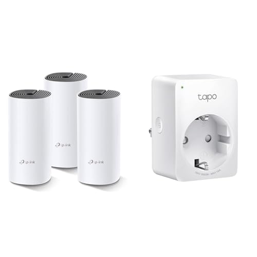 TP-Link Deco M4 Mesh WLAN Set (3er Pack) & Tapo Smart WLAN Steckdose Tapo P110 mit Energieverbrauchskontrolle von TP-Link