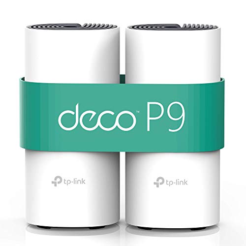 TP-Link Deco P9 Powerline WLAN Mesh Set (Dualband 1200Mbit/s + HomePlug 1000Mbit/s, Reichweite bis zu 370m², Qualcomm Core, 4xGigabit-Ports, kompatibel mit Alexa, Schnellinstallation) weiß von TP-Link