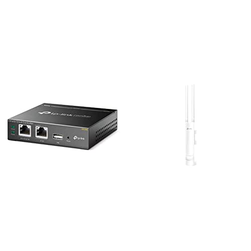 TP-Link EAP225 Outdoor AC1200 Gigabit WLAN Access Point Für Garten, weiß & OC200 Omada Hybrid PoE Cloud Controller für EAP Serie, USB Port für automatisches Backup, grau metallic von TP-Link