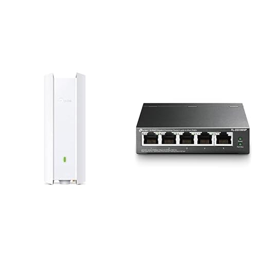 TP-Link EAP610-Outdoor AX1800 Gigabit Dualband WiFi 6 WLAN Access Point mit TL-SG1005P 5-Port Gigabit PoE Switch von TP-Link