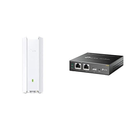 TP-Link EAP610-Outdoor AX1800 Gigabit Dualband WiFi 6 WLAN Access Point weiß & OC200 Omada Hybrid PoE Hardware Controller für EAP Serie, USB Port für automatisches Backup, grau metallic von TP-Link