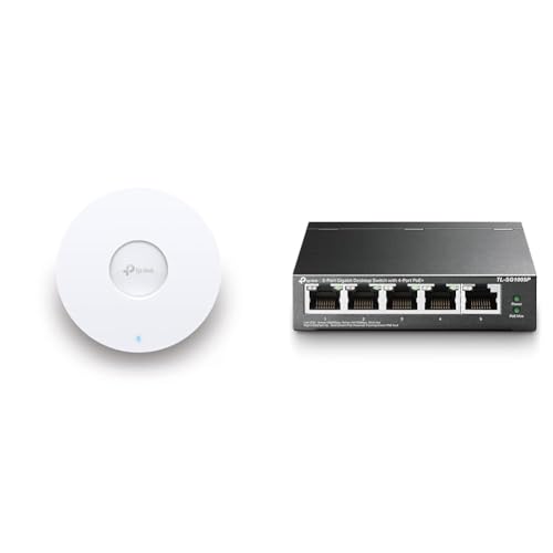 TP-Link EAP653 AX3000 Gigabit Dualband WiFi 6 WLAN Access Point mit TL-SG1005P 5-Port Gigabit PoE Switch von TP-Link