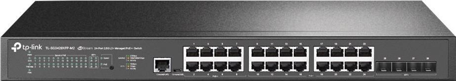 TP-Link JetStream TL-SG3428XPP-M2 V1 - Switch - L2+ - managed - 16 x 10/100/1000/2.5G (PoE+) + 8 x 10/100/1000/2500 (PoE++) + 4 x 10 Gigabit SFP+ - an Rack montierbar - PoE++ (500 W) von TP-Link
