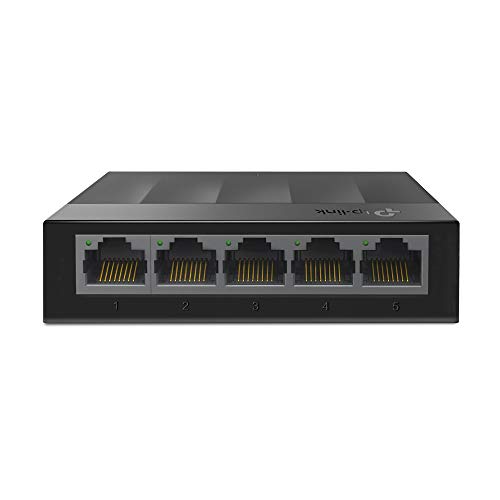 TP-Link LS1005G 5-Port Desktop Switch (5 x Gigabit Auto-Negotiation RJ45 Ports, IEEE 802.3x, Plug and Play, energiesparend, Plastikgehäuse für einfache Tisch- oder Wandmontage)schwarz von TP-Link