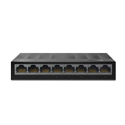 TP-Link LS1008G 8-Port Desktop Switch (8 x Gigabit Auto-Negotiation RJ45 Ports, IEEE 802.3x, Plug and Play, energiesparend, Plastikgehäuse für einfache Tisch- oder Wandmontage)schwarz von TP-Link