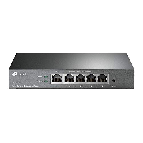 TP-Link Load Balance Breitband-Business-Router mit bis zu 4 WAN-Ports, Grau (TL-R470T+) von TP-Link
