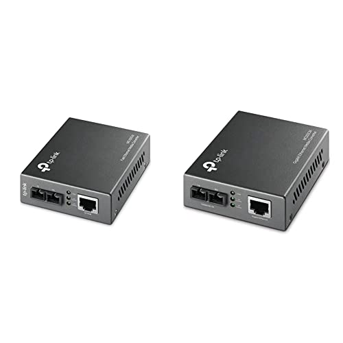 TP-Link MC100CM Konverter (100 Mbps, Multimode Fiber) & MC200CM Gigabit Ethernet Medienkonverter (1000 Mbit/s, Multimode Fiber, 802.3ab, 802.3z, bis zu 0,55 Km) schwarz metallic von TP-Link