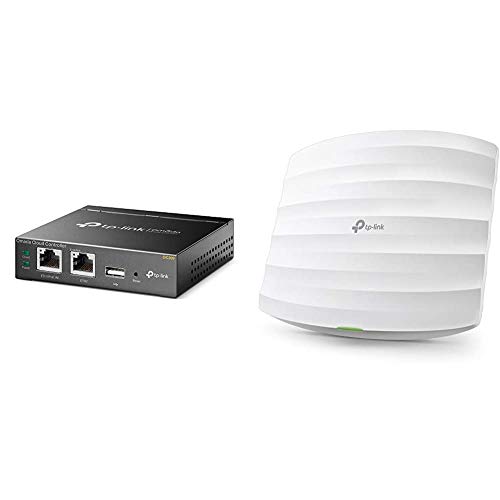 TP-Link OC200 Omada Hybrid PoE Cloud Controller für EAP Serie, USB Port für automatisches Backup, grau metallic & EAP115 N300 WLAN Access Point (300Mbit/s 2,4GHz, Cloud Management) weiß von TP-Link