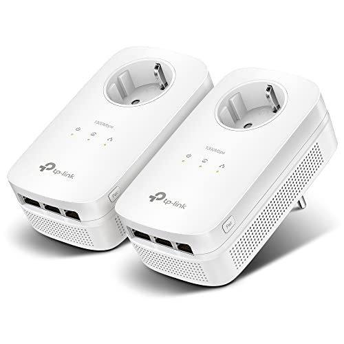 TP-Link Powerline Adapter Set TL-PA8030P KIT(1300Mbit/s, mit Steckdose, 2*2-MIMO, 6 Gigabit Ports, Plug&Play, Kompatibel mit allen HomePlug AV/AV2 Powerline Adaptern, Ideal für Online-Gaming) von TP-Link