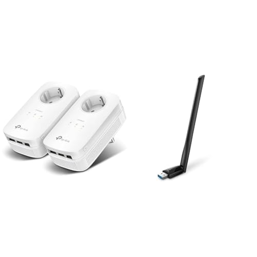 TP-Link Powerline Adapter Set TL-PA8030P KIT(1300Mbit/s & Archer T3U Plus AC1300 High Gain USB WLAN Stick Adapter mit Antennen(bis zu 867 Mbit/s 5GHz von TP-Link