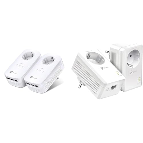 TP-Link Powerline Adapter Set TL-PA8030P KIT weiß & Powerline Adapter Set TL-PA7017P KIT(1000Mbit/s Homeplug AV2, mit Steckdose, 2 Gigabit Ports, Plug&Play) weiß von TP-Link