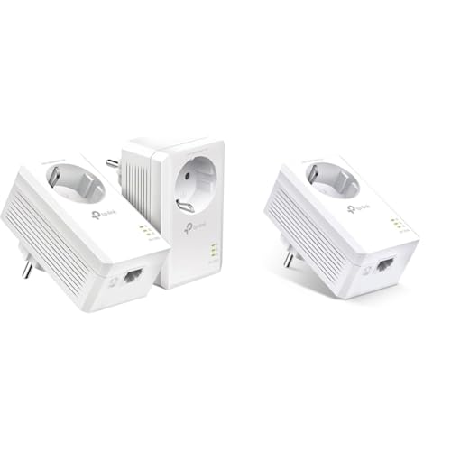 TP-Link Powerline Adapter Triple Set TL-PA7017P KIT(1000Mbit/s Homeplug AV2, mit Steckdose, 2 Gigabit Ports, Plug&Play, kompatibel mit Allen Powerline Adaptern, ideal für Streaming, energiesparend) von TP-Link