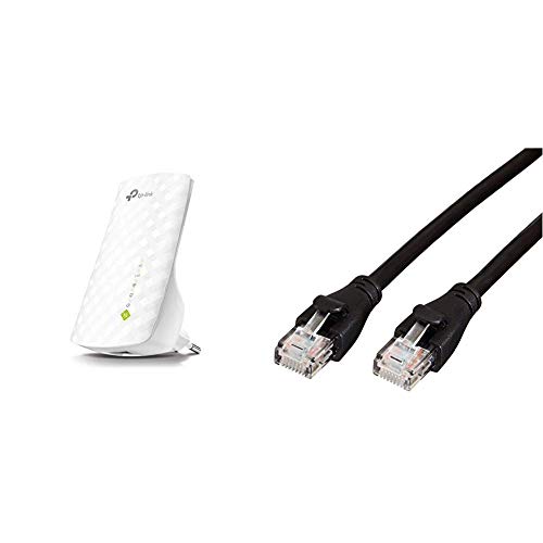 TP-Link RE200 WLAN Repeater (750 Mbit/s, Dual WLAN AC+N, WLAN Verstärker, LAN Port, App Steuerung, kompatibel zu Allen WLAN Geräten) & Amazon Basics Ethernet-Netzwerkkabel, RJ45, Cat6 von TP-Link