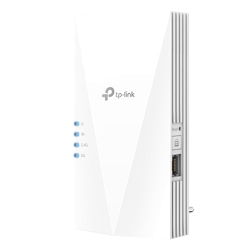 TP-Link RE700X WiFi 6 WLAN Verstärker Repeater AX3000(Dualband 2402MBit/s 5GHz + 574MBit/s 2,4GHz, MU-MIMO, Gigabit Port, maxiamle Abdeckung, kompatibel zu allen WLAN Routern) von TP-Link