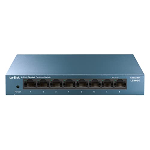TP-Link TL-LS108G LAN Switch 8 Port Netzwerk Switch (Plug-and-Play Gigabit Switch LAN Splitter, Ethernet Hub lüfterlos, robustes Metallgehäuse) von TP-Link