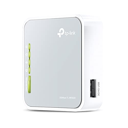 TP-Link TL-MR3020 N300 WLAN Nano mobiler Router (300Mbit/s 2,4GHz, tragbar, 3G/4G-Router, Access Point, WISP, Hotspot, Repeater, Bridge, Print, Media, FTP Server) grau von TP-Link