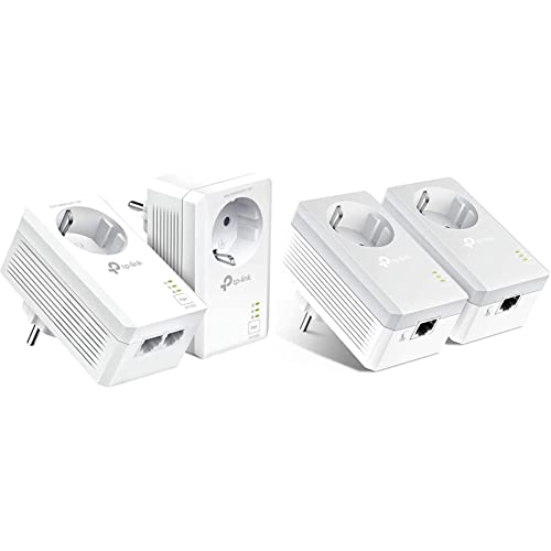 TP-Link TL-PA7027P KIT Powerline Netzwerkadapter weiß & Powerline Adapter Set TL-PA4010P KIT(600Mbit/s, mit Steckdose, Fast-Ethernet-LAN) von TP-Link