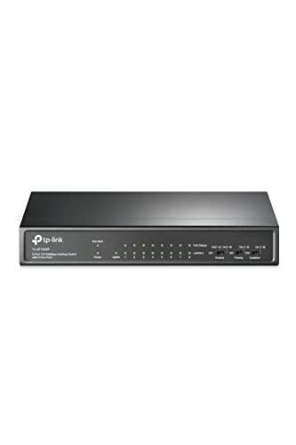 TP-Link TL-SF1009P 9-Port Fast Ethernet PoE Switch mit 8 PoE+ Ports(65 Watt, geschirmte RJ-45 Ports, 250m Übertragungsabdeckung im Extendmodus, Plug-and-Play Installation, lüfterlos) Schwarz von TP-Link