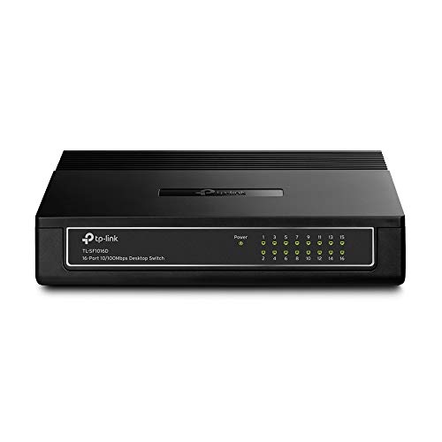 TP-Link TL-SF1016D 16-Port 10/100 Mbps Desktop Ethernet Switch/Hub, Ethernet Splitter, Plug & Play, no configuration required, Black von TP-Link