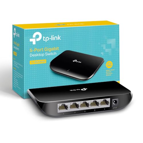 TP-Link TL-SG1005D, 5 Port Gigabit Ethernet Network Switch, Ethernet Splitter, Hub, Desktop and Wall-Mounting, Plastic Case, Plug and Play, Energy-Saving, Black von TP-Link