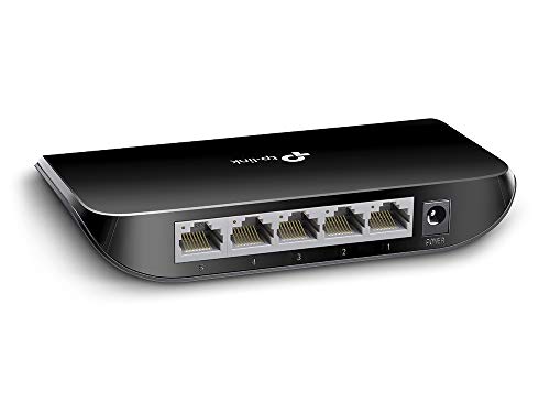 TP-Link TL-SG1005D 5-Port Gigabit Desktop Switch (5 10/100/1000Mbps-RJ45-Ports, Autoabstimmung, Auto-MDI/MDIX, Green IT, 70% Energie einsparen, Plastikgehäuse) schwarz von TP-Link