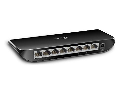 TP-Link TL-SG1008D 8 Port Gigabit Ethernet LAN Switch(Plastik, Plug-n-Play, Auto-MDI/MDIX, bis zu 80 Prozent Energie einsparen,lüfterlos) Schwarz von TP-Link