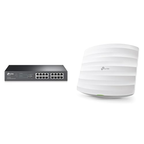 TP-Link TL-SG1016PE 16-Port Gigabit Easy Smart Switch mit 8-Port PoE+ & EAP245 Dualband WLAN Access Point von TP-Link